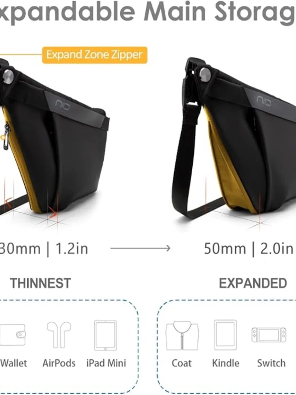 NIID FINO IV Mens Sling Anti Theft Bag